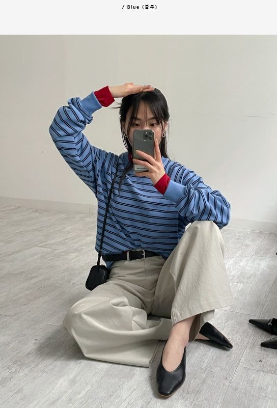 INCHANT ME（インチャントミー）の「Stripe Raglan Loose Fit Sweatshirt（Tops）」
