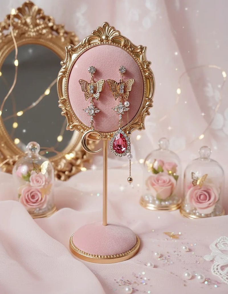 Rosepink Moon Butterfly Earring