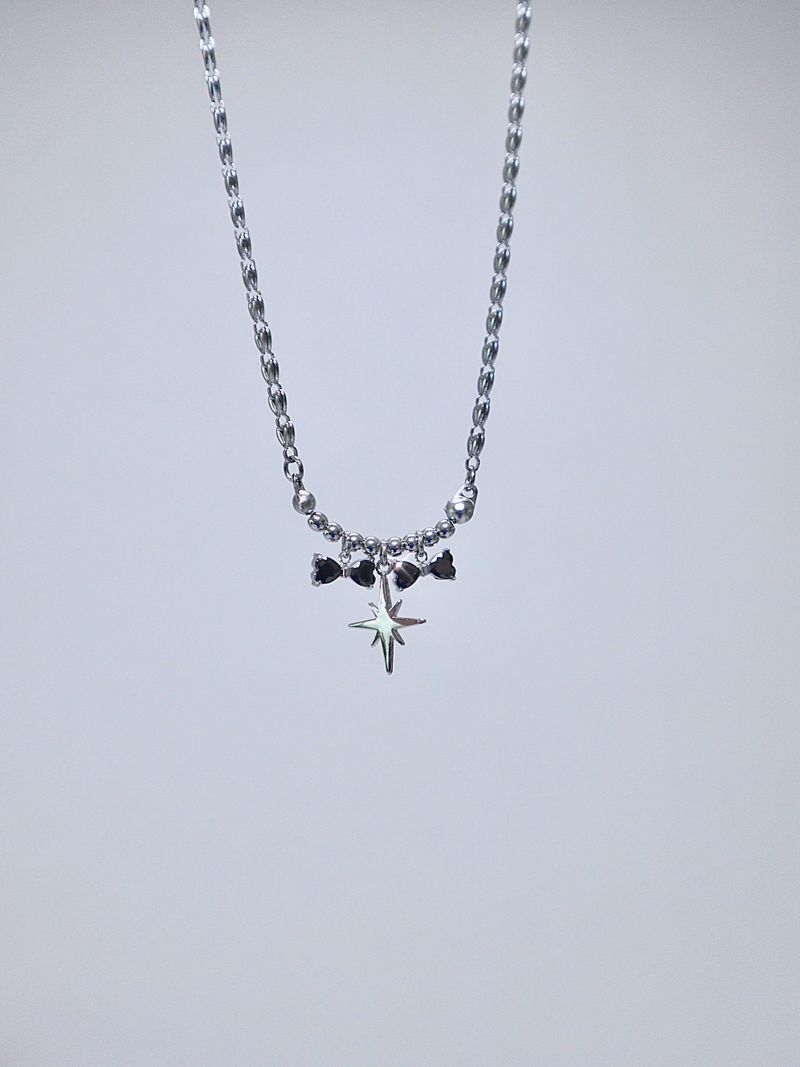 black double ribbon twinkle necklace