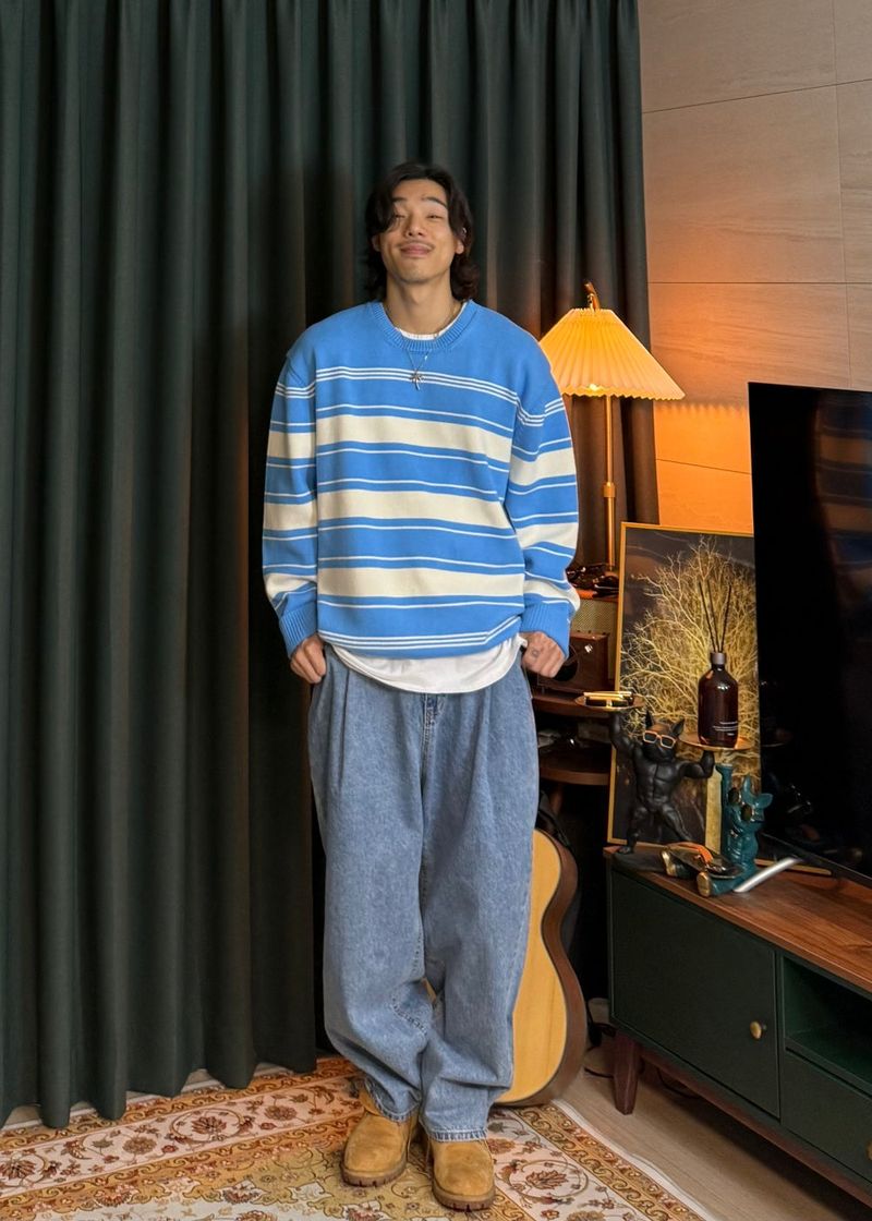 Front and back one-tuck denim pants 3COLOR