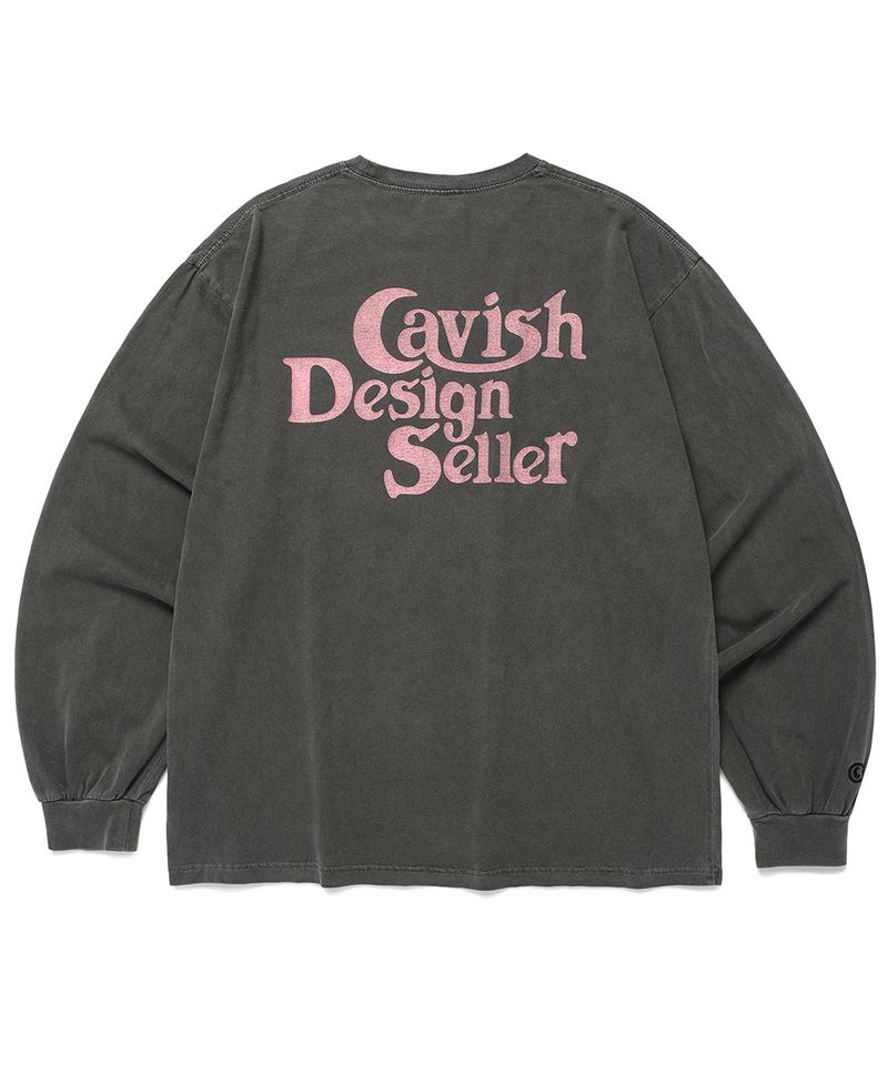 cavish（カビシ）の「ピグメントセラーロゴLS Tシャツ チャコール(CV2ESUT552A)（トップス）」