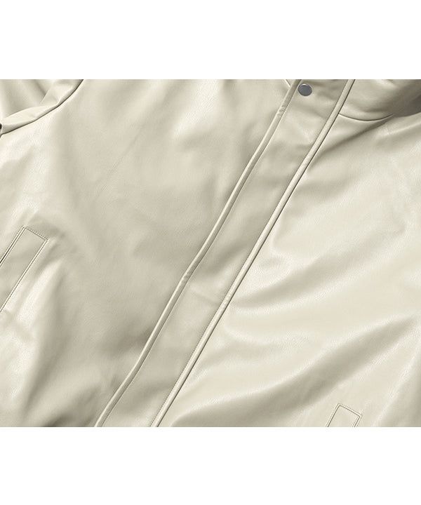 LB Synthetic Leather Hidden Jacket (Cream)