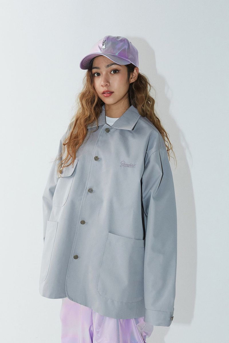 BSRABBIT(ビエスラビット)の「BSR2223FWJK063 LOGO COLLAR COTTON BASIC JACKET GRAY(Jackets/Outerwear)」