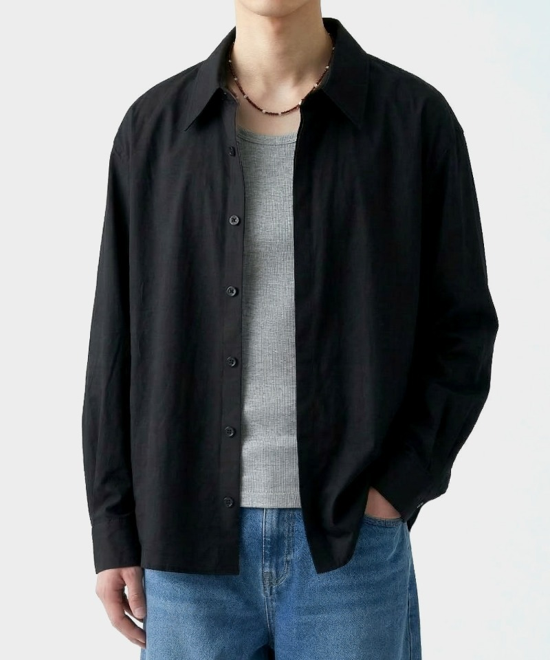 UNDEROFF（アンダーオフ）の「Overfit Stretch Crop Shirt Black（Tops）」