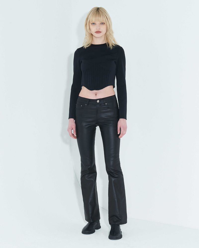 Pintuck Jersey Top _ Black