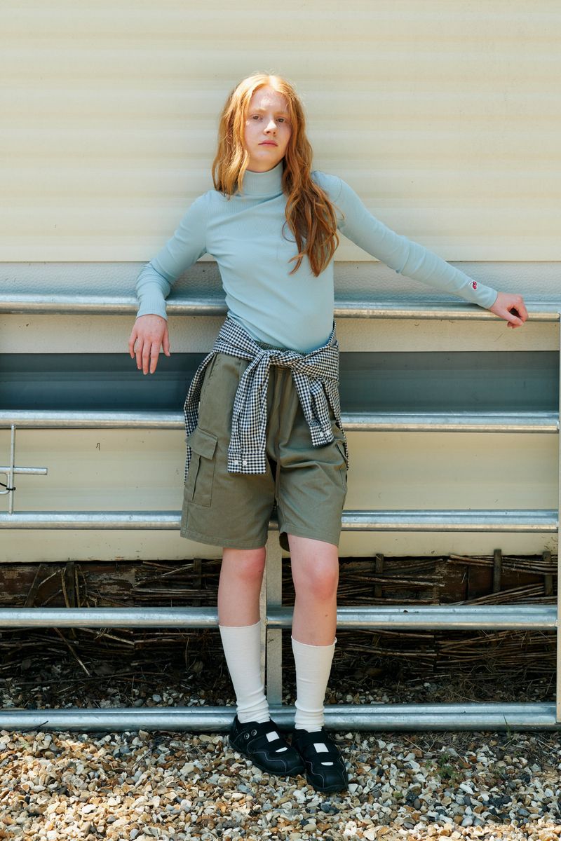 CHERRY BASIC HALF NECK T-SHIRT [LIGHT MINT]