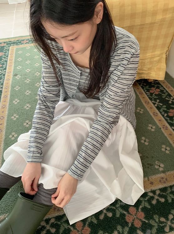 Vianne Stripe Sleeveless Cardigan Set