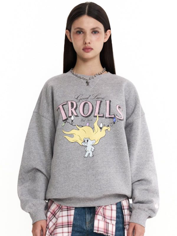 KIRSH（キルシー）の「TROLLS VINTAGE GRAPHIC NAPPING SWEATSHIRT - MELANGE GRAY（Tops）」