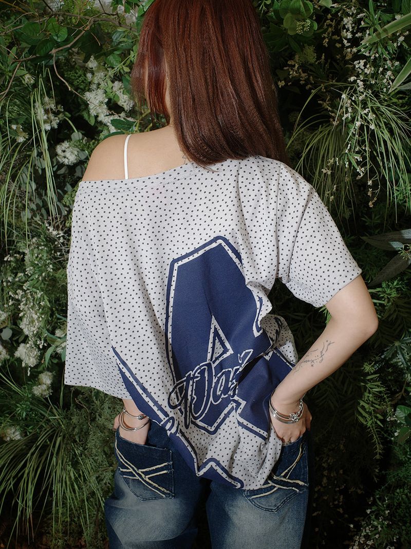 STAR OFF SHOULDER TEE (GREY)
