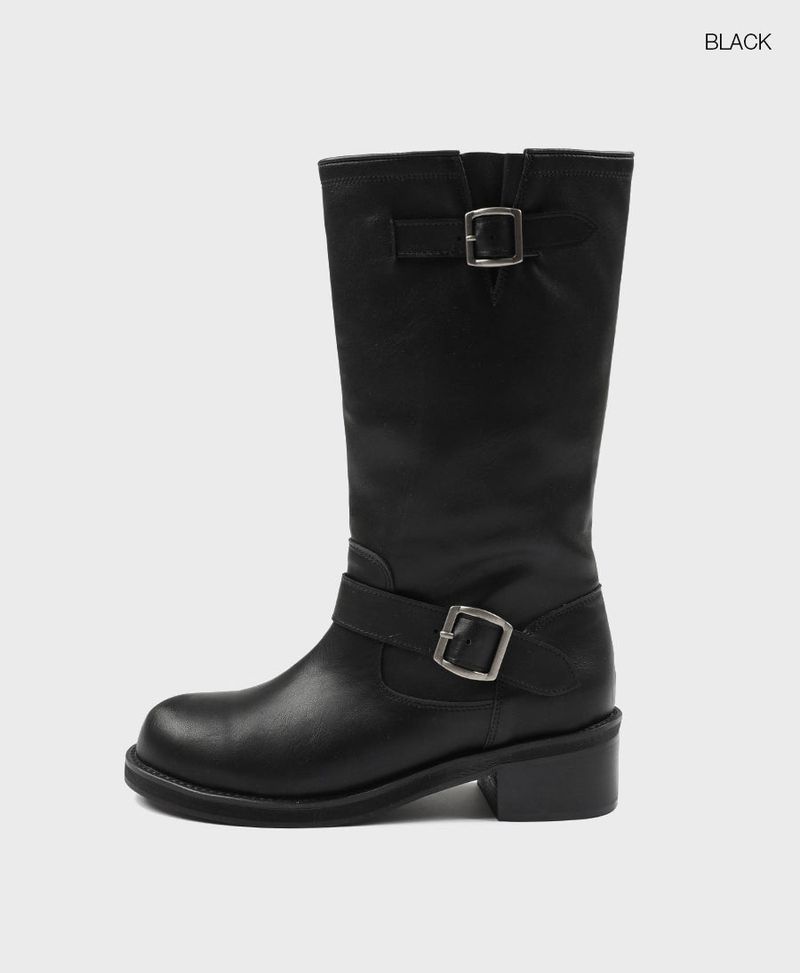 [MADE] Bargain Biker Buckle Middle Boots