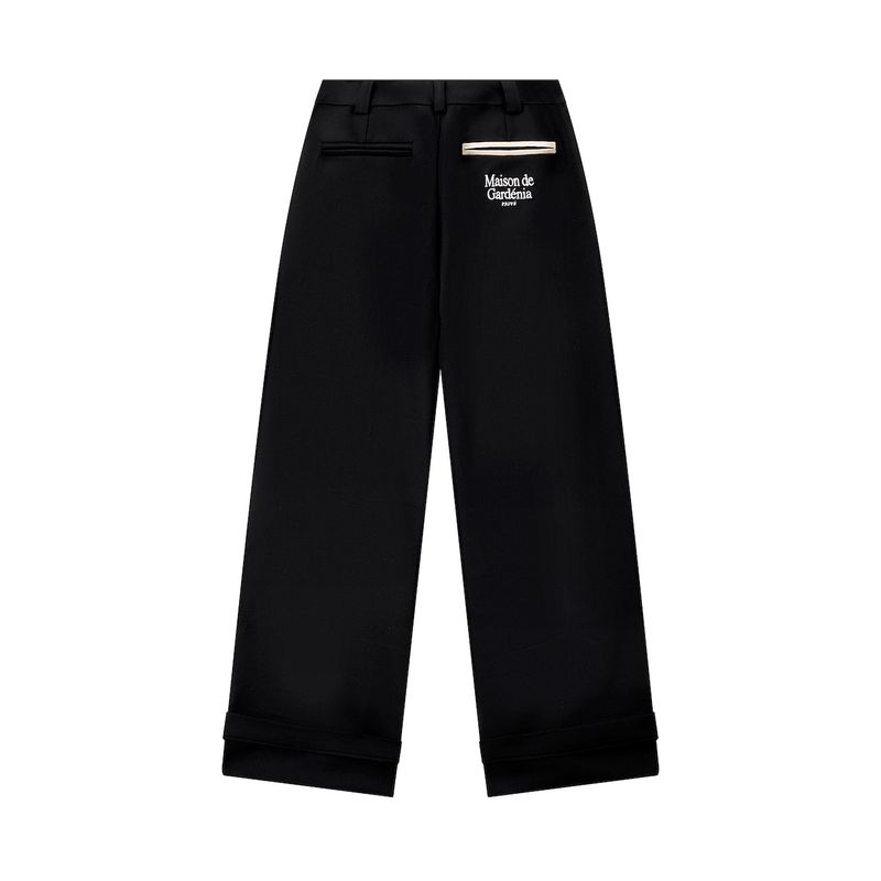 DVRK PRIVÉ DOUBLE PLEATED WIDE-LEG PANTS - BLACK