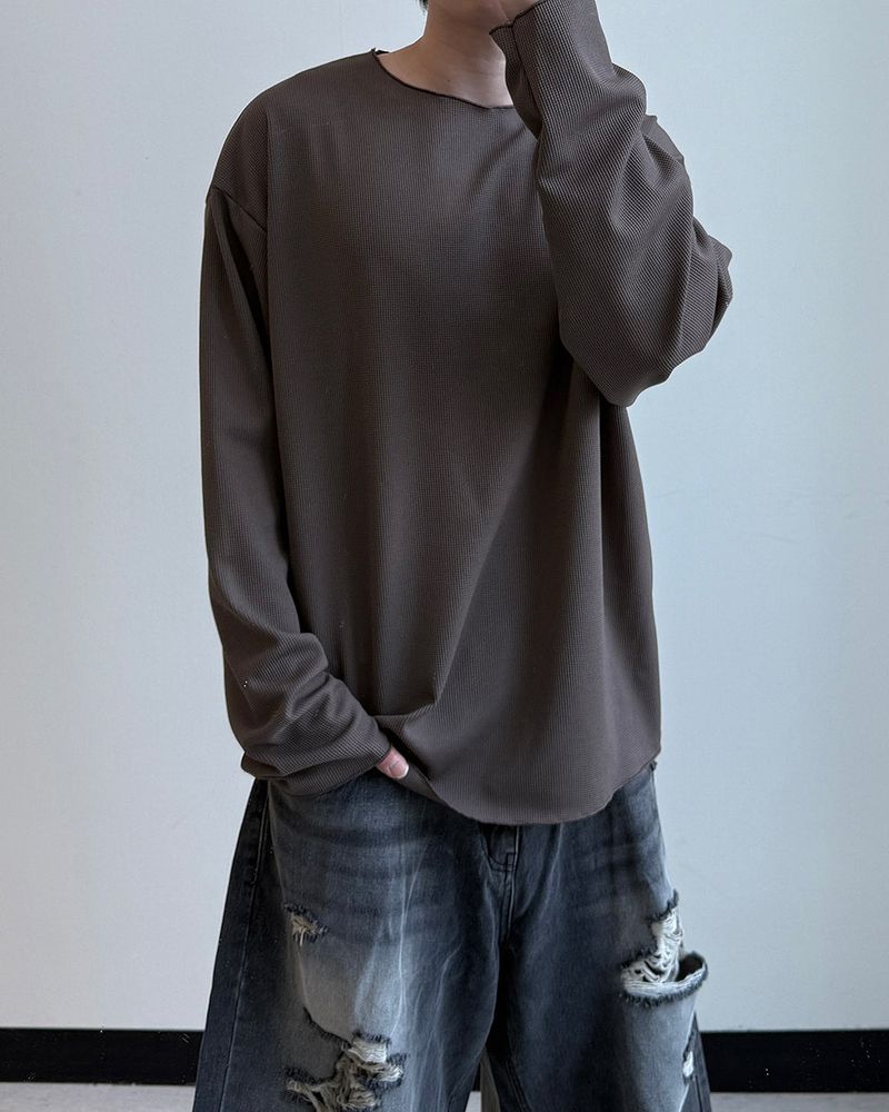 シアーローエッジワッフルロングスリーブ
