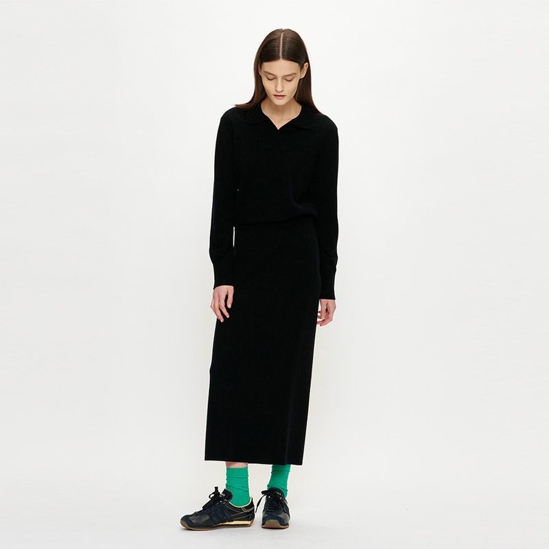 JE NE SAIS QUOI ENSEMBLE（ジュヌセクワアンサンブル）の「ツーステッチロングスカート ブラック（スカート）」