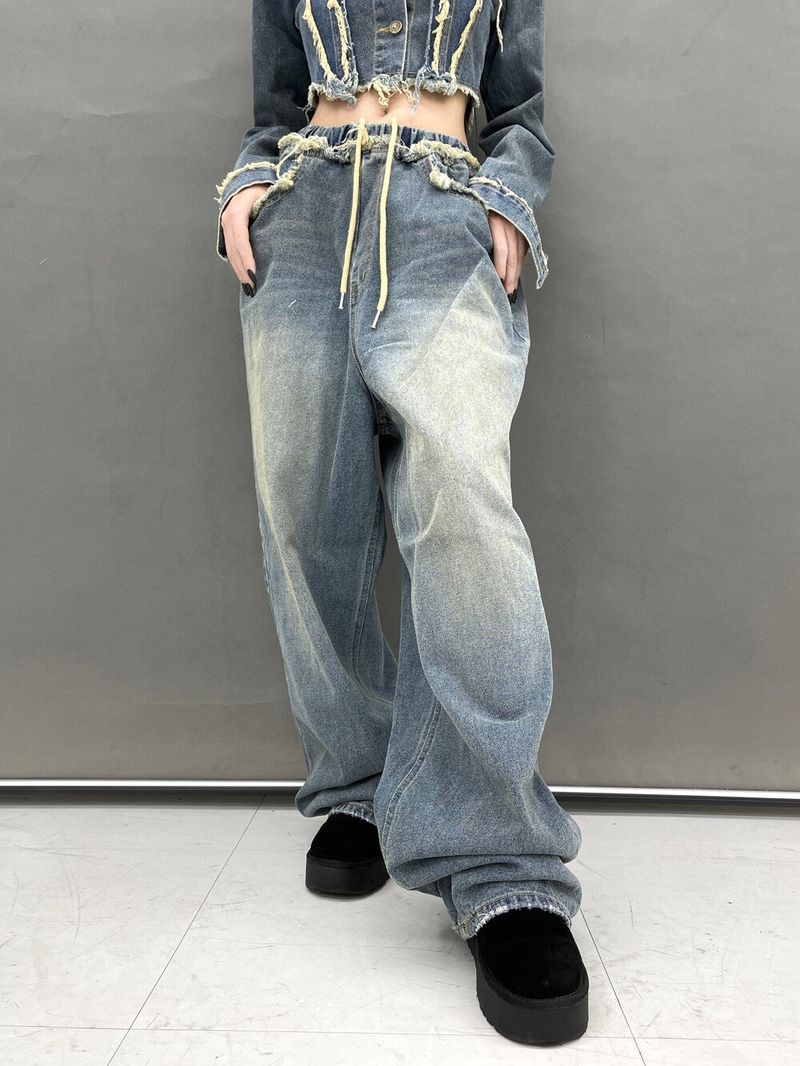 [High quality] 790. Jen damage wide denim pt