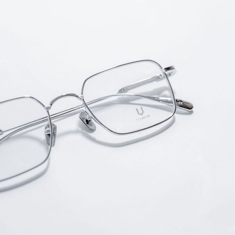 Knouun Square titanium glasses CODE. 102. D Silver