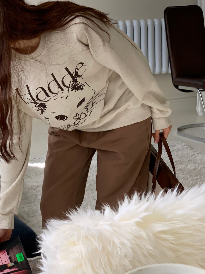 CAT DRAWING SWEATSHIRTS (OATMEAL)
