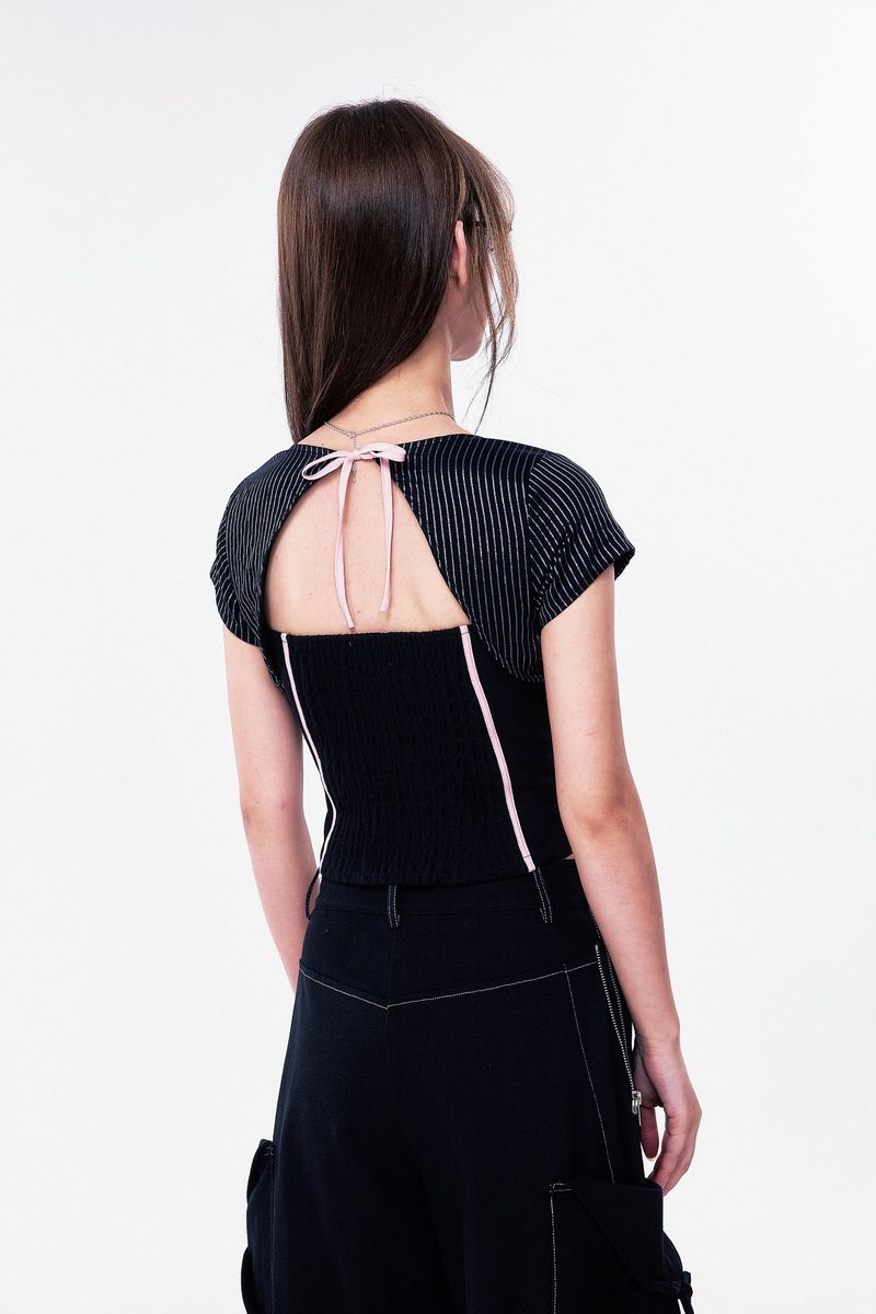 PLÜF Tie Front Bustier (Black)