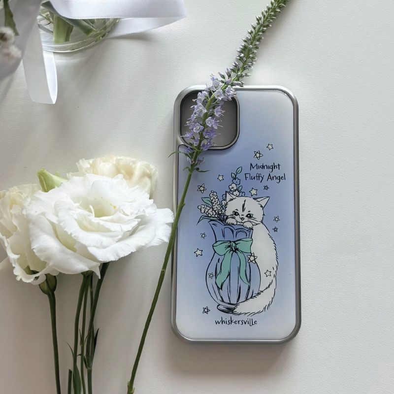[MADE]Fluffy Cat Silver Epoxy Case