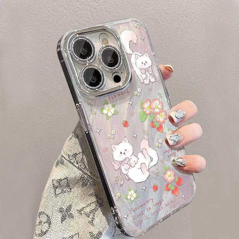 Ribbon Cat & Tulip Deco iPhone Case