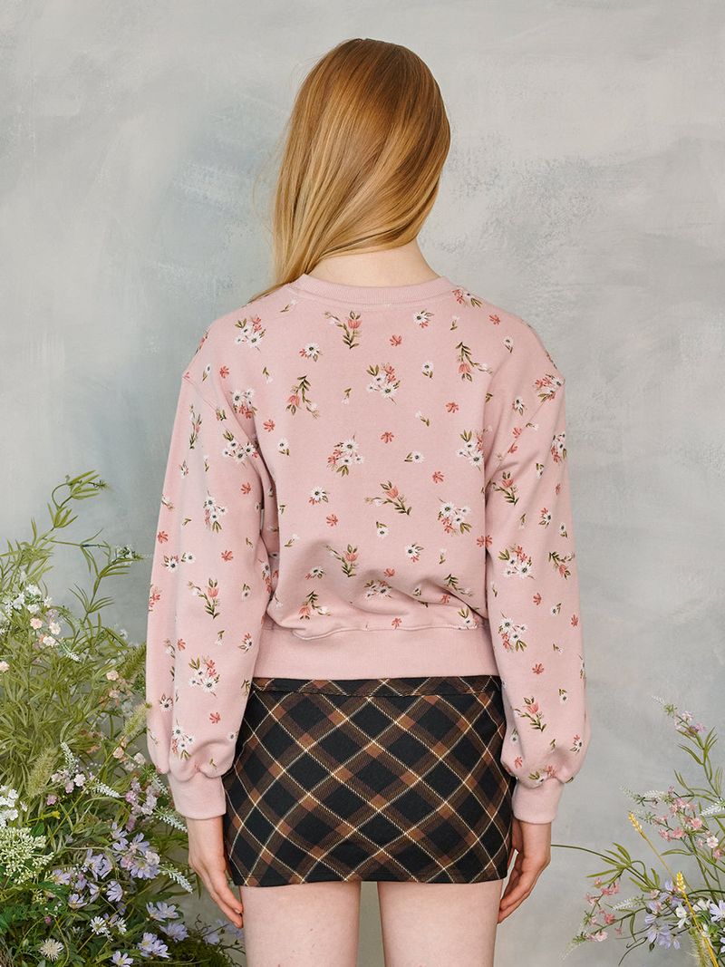 Flower Cat Lettering Sweatshirt (Pink)