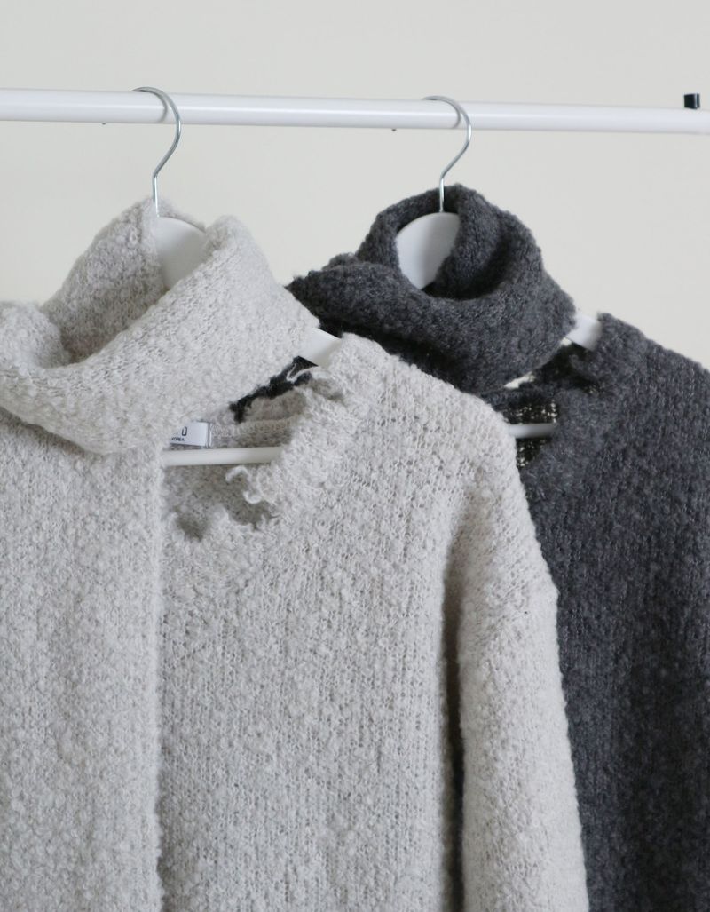 Puddle Demoor Tester Damage Long-Sleeved Knitwear Dress (Muffler Set)