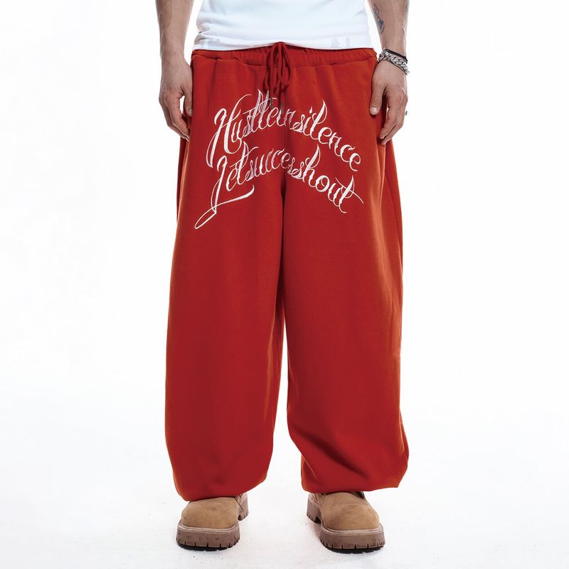 Lettering Balloon Sweatpants - RED