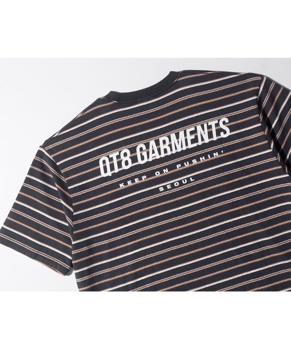 LB ストライプ シンプルロゴ ウォッシュド Tシャツ (Charcoal)