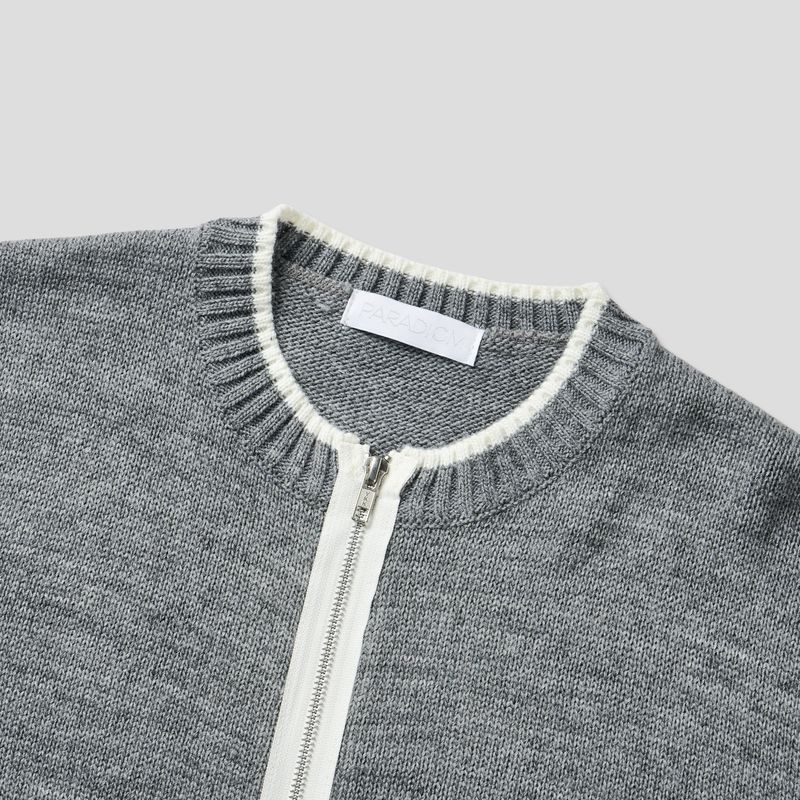 Fingerhole 2-Way Wool Knit Zip-up