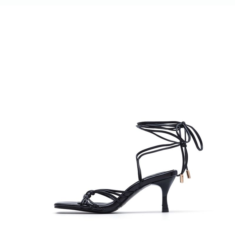 Metallic Lace-Up Sandal Heel(Gold)