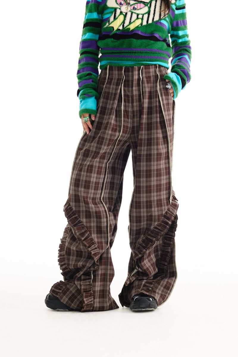 Lace plaid pants