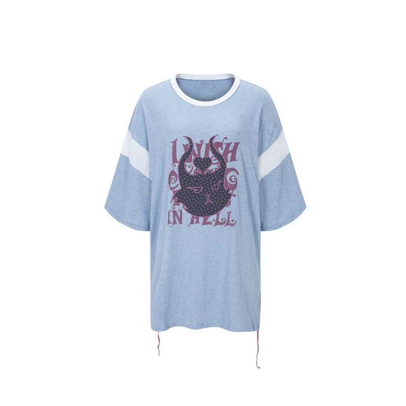 MINJIENA（ミンジエナ）の「Devil cat T-shirts blue （Tops）」