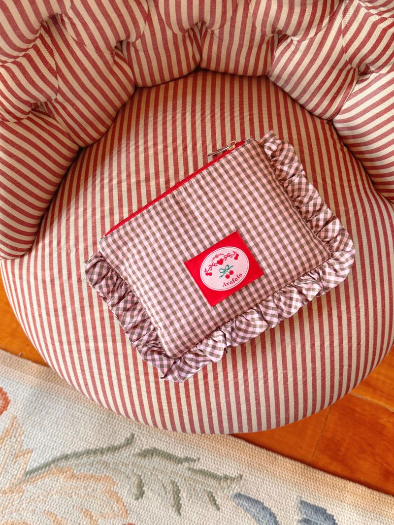 cherry & cereja Frill pouch bag check pattern cross bag