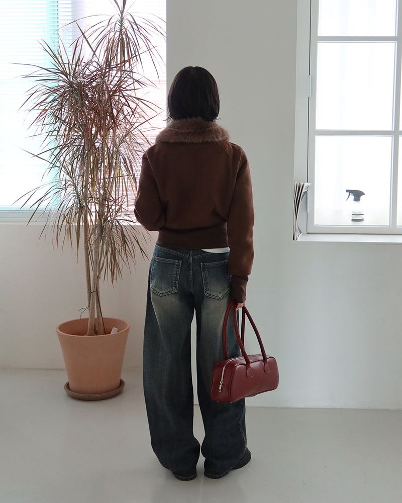 Mocha Vintage Straight Wide Jeans