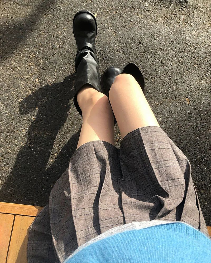 [ORIGINAL] Heron Check Pleated Skirt