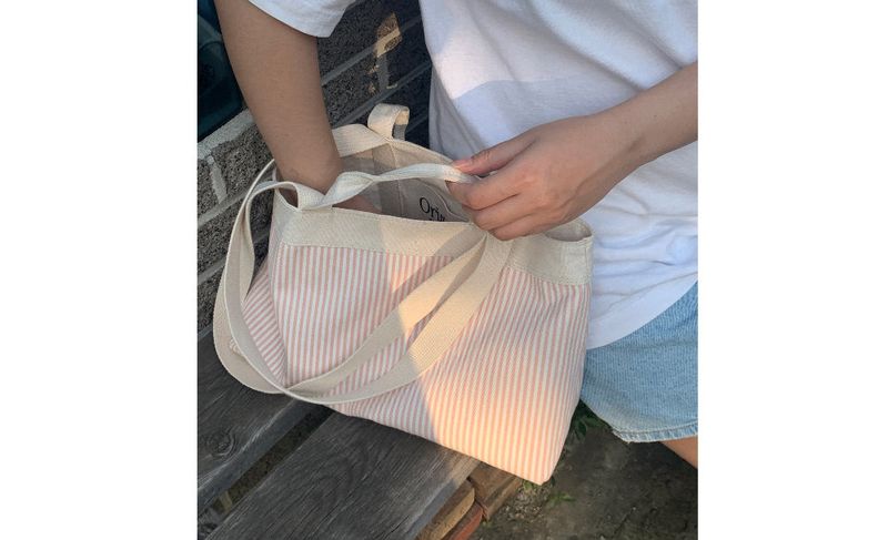 stripe reversible bag - candy pink