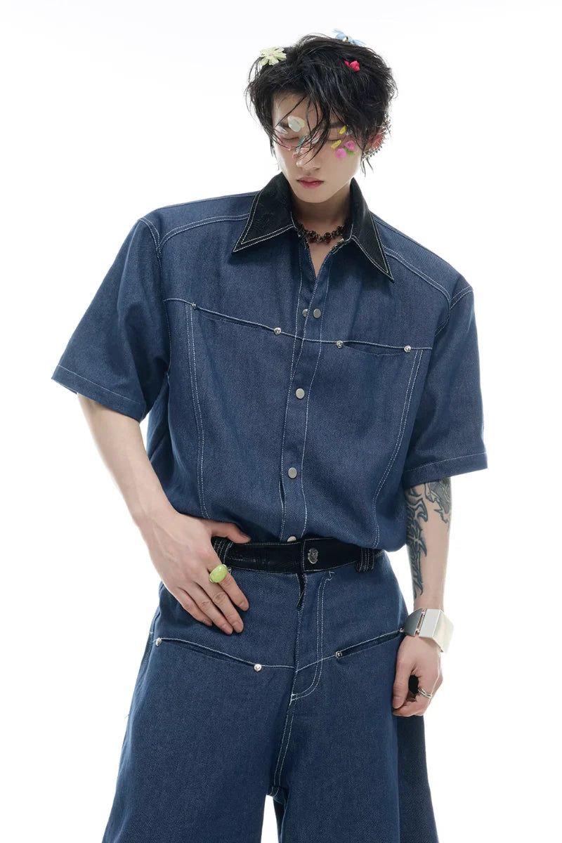 Argue Cultureの「Snakeskin Patchwork Denim Shirt（Tops）」