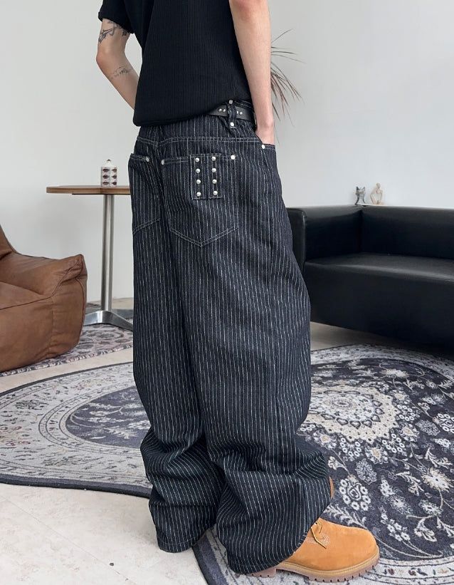 エッフェルスタッドストライプデニムパンツ