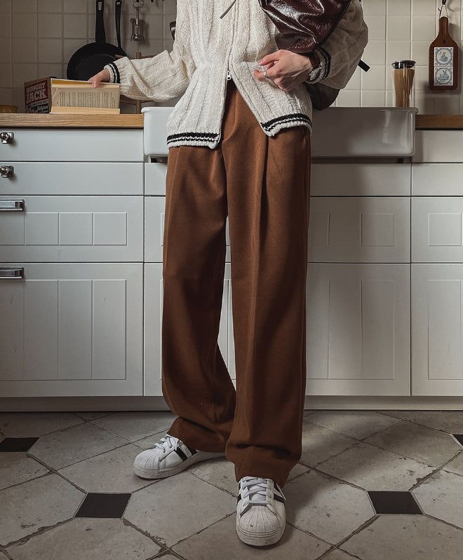 チーフディープピンタックウールスラックス
