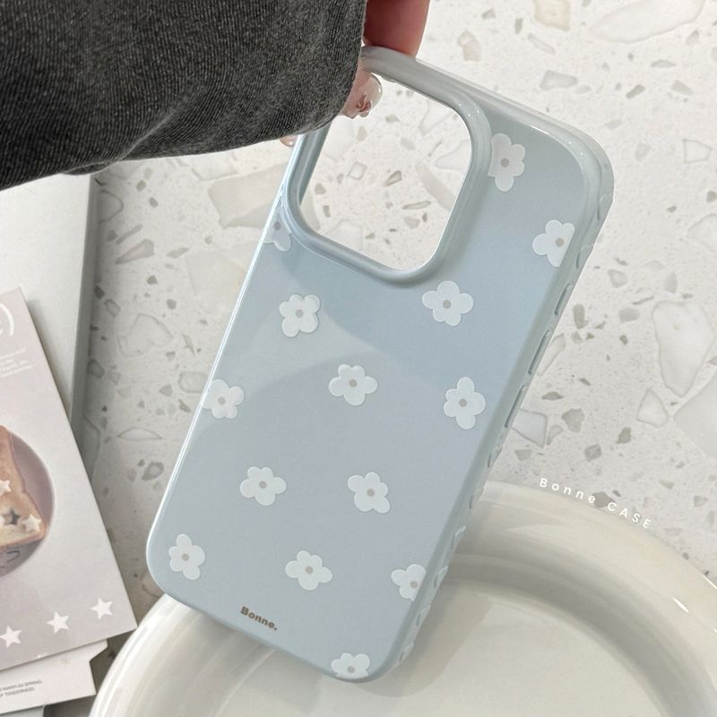 Chiffon Blue White Summer Flower Hard Case iPhone Case