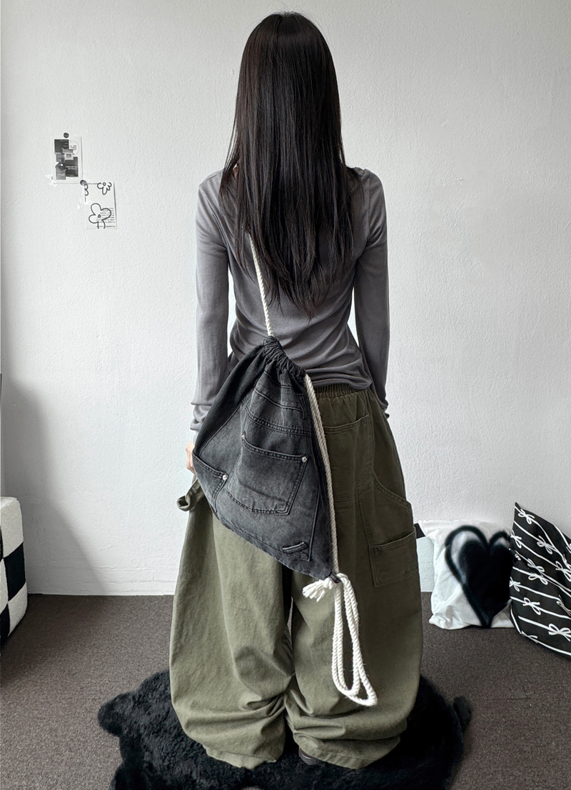 Turi Carpenter Rivet Balloon Cotton Washed Long Pants 4 Colors