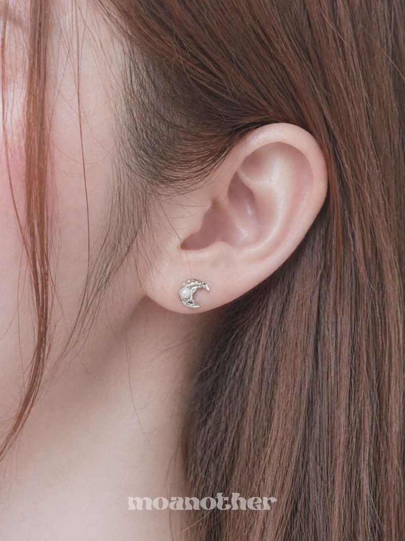 [Silver Post] Mini Moon Star Earring