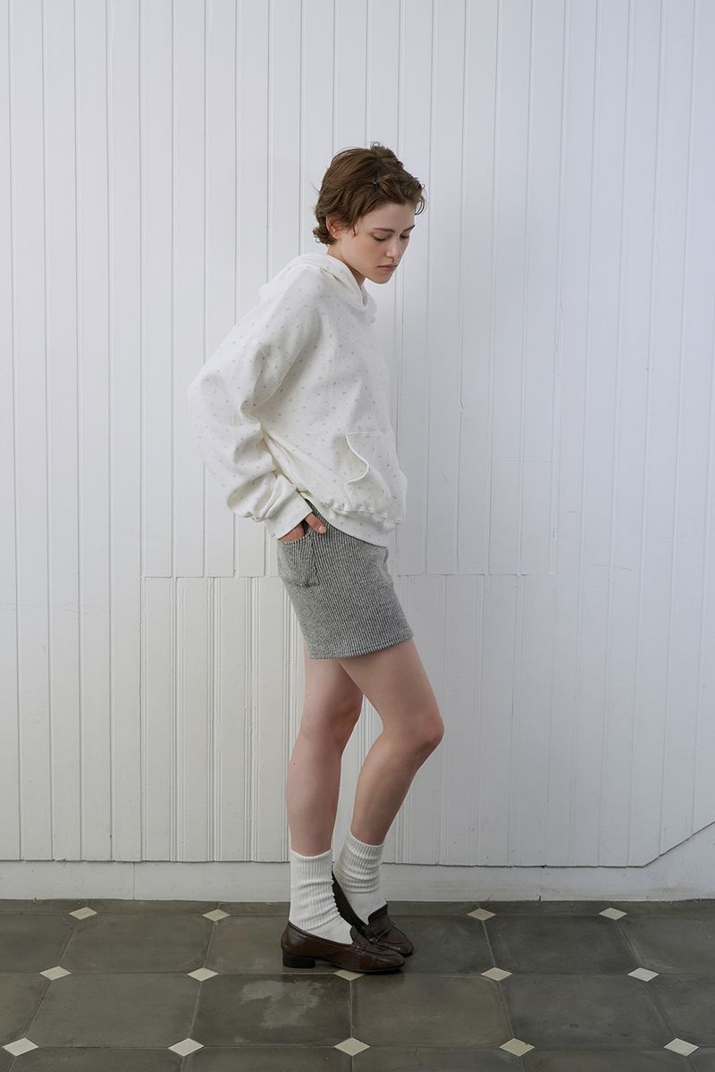Ribbed knit shorts_gray
