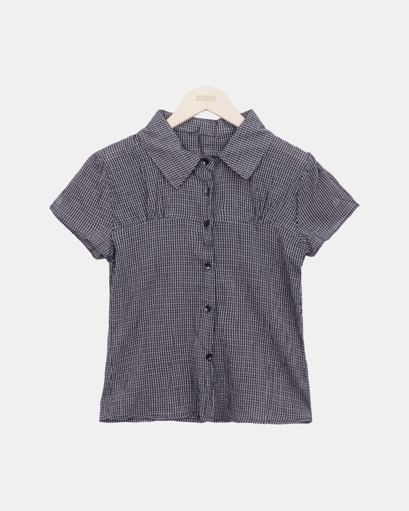 Shukong Check Short Sleeve Blouse