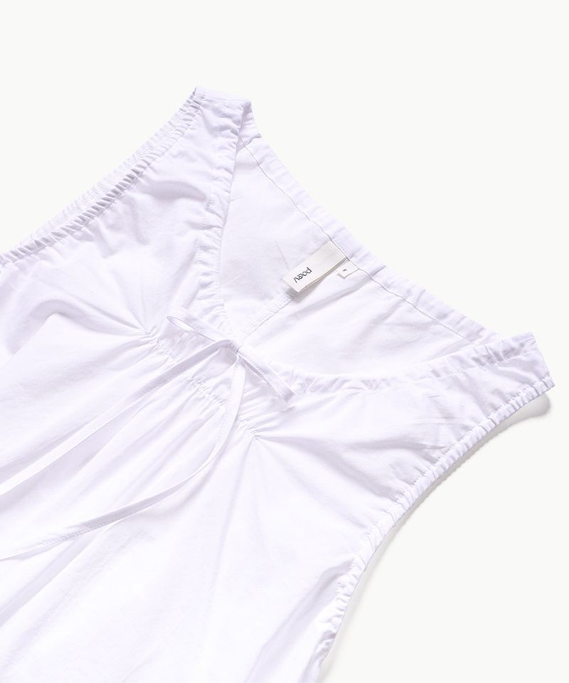 Shirring Sleeveless Dress - White