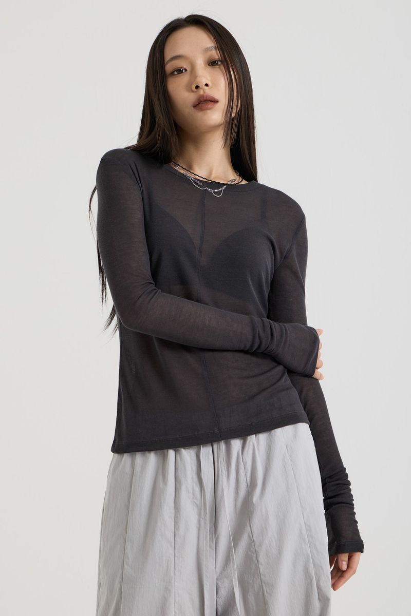 vadefy（ベイディフィー）の「French Wool Tencel Long Sleeve, Charcoal（Tops）」