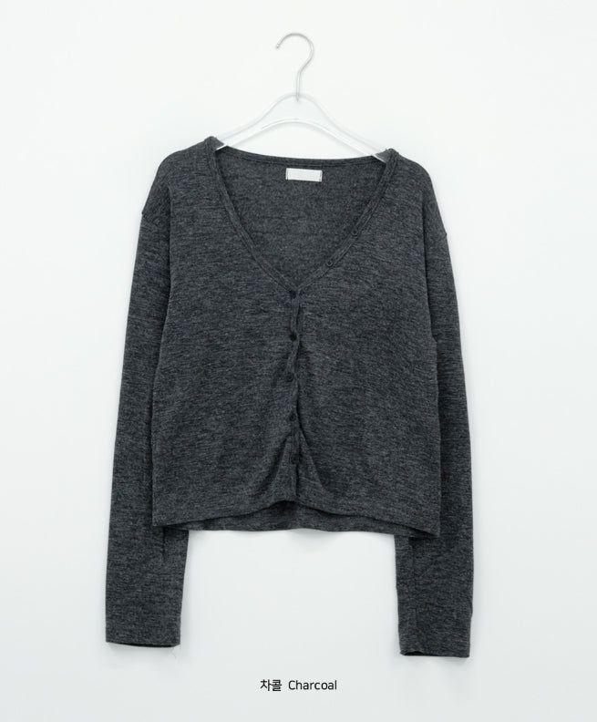 Genoc V-Neck Slim Fit Color Cardigan