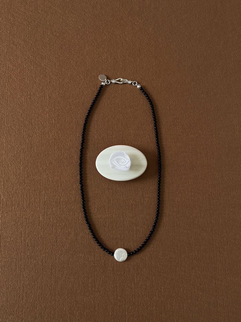 Flat Pearl Dew Drop Necklace 3Color