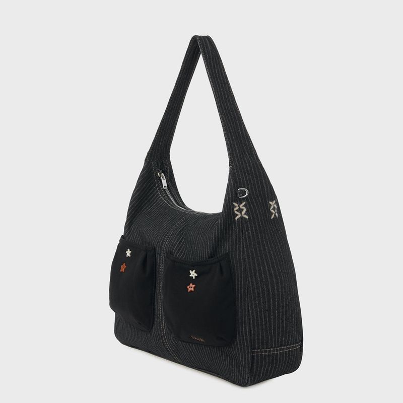 Denim Hobo Bag (Black)