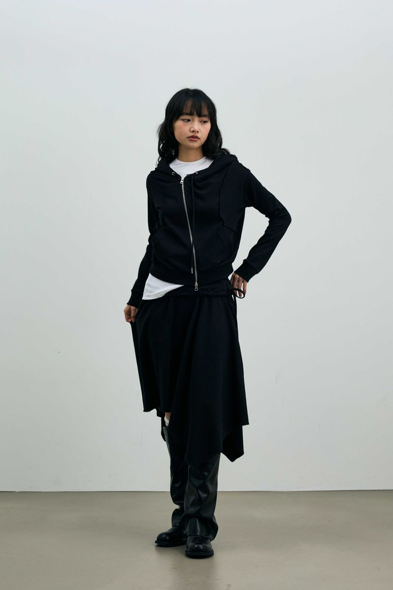  SILENT MIRAGE CROP HOOD ZIP-UP / BLACK