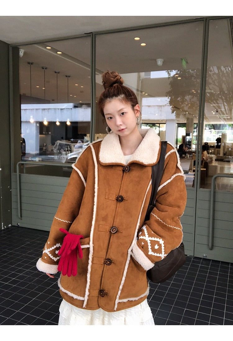 Camel suede oversized fit coat